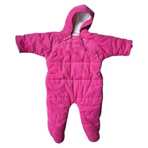 Ralph Lauren Hot Pink Corduroy Snow Suit Bunting Zipper Closure Baby Girl 9 mont